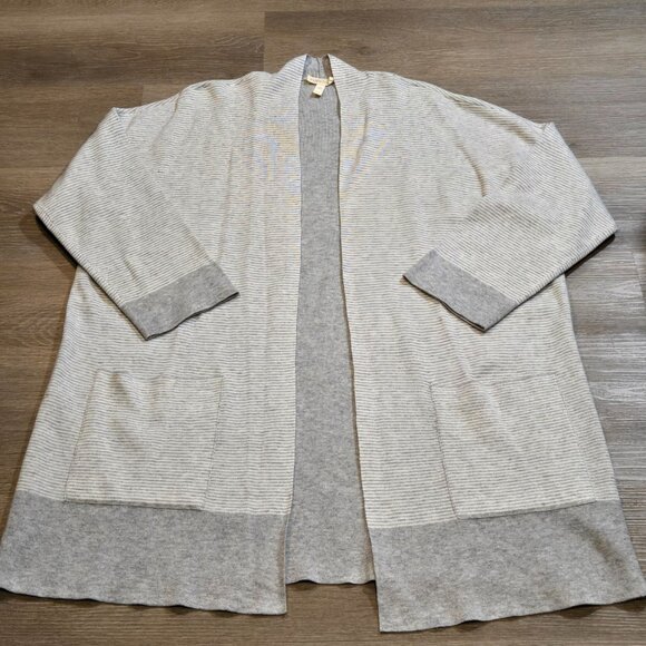 Eileen Fisher Cardigan Womens Large Organic Cotton Cashmere Blend Long Open Gray - Picture 7 of 7